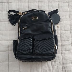 Itzy Ritzy Black Diaper Backpack with Gold Accents